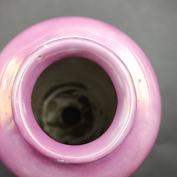 Nippon Hand Painted Pink Lusterware Vase Vintage Winter Scene Stamped - Picture 6 of 7